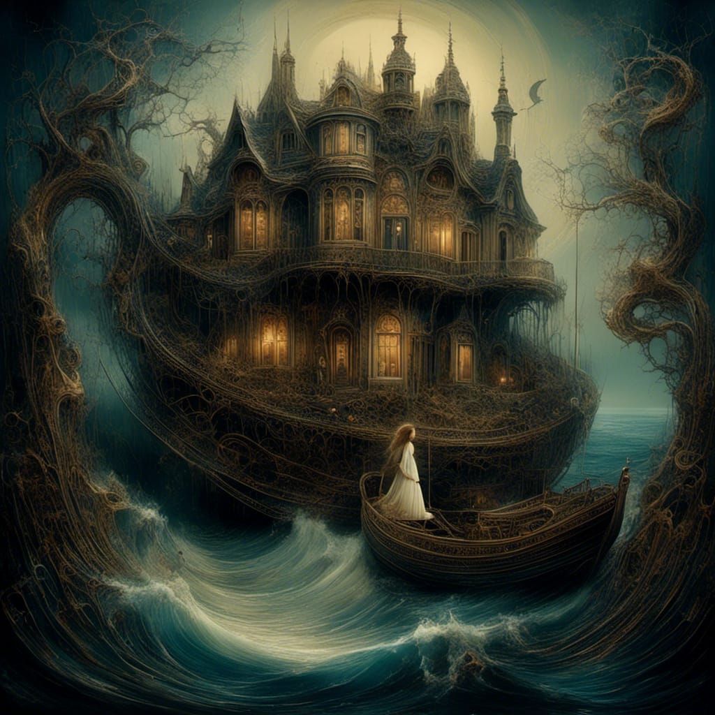 Surreal Girl Escapes Haunted House with Ocean Echoes