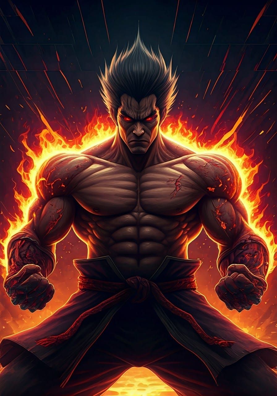 Jinpachi Mishima in Psychedelic Cyberpunk Action