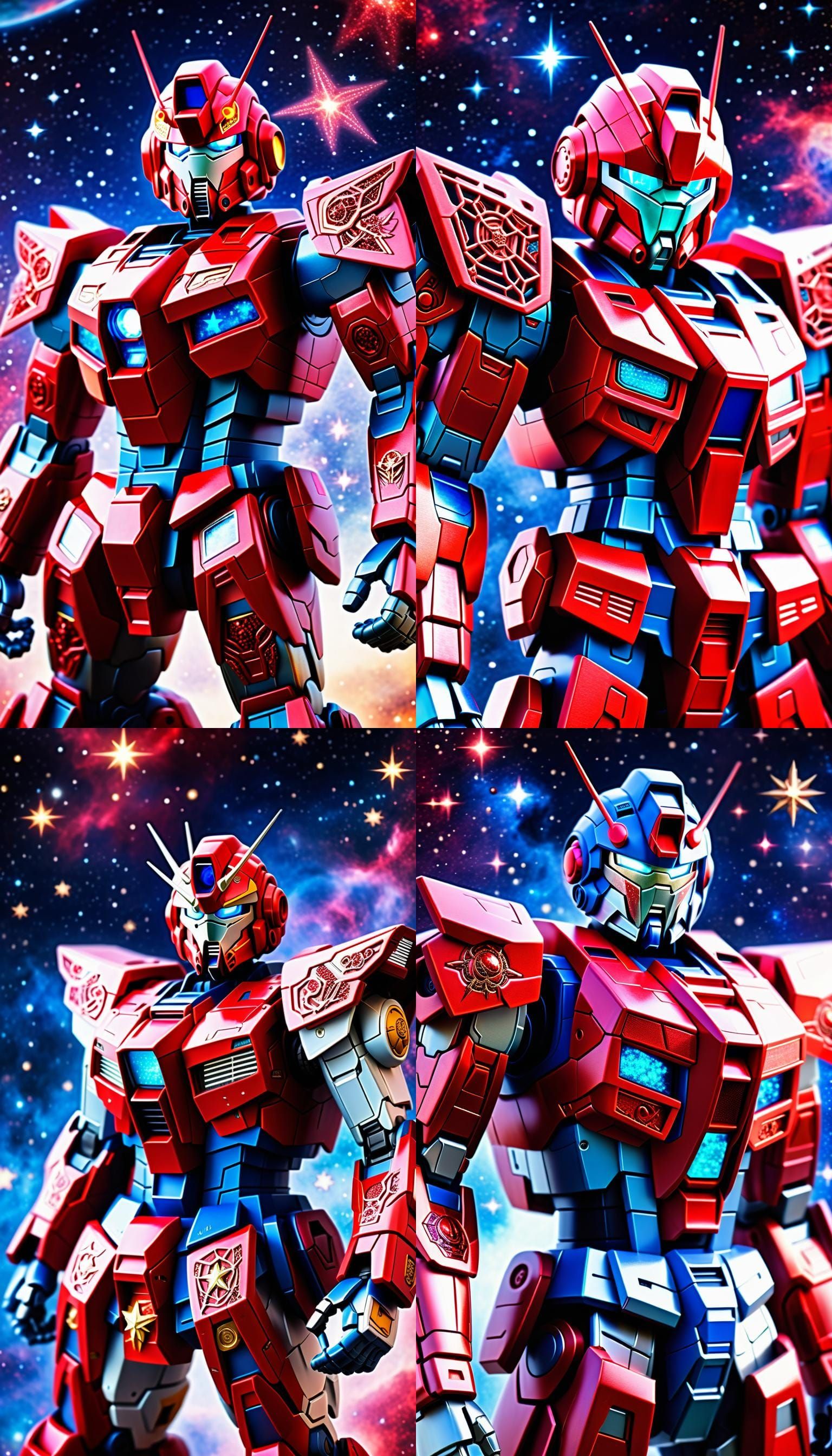 Spiderman Gundam Suit with Nebula Background