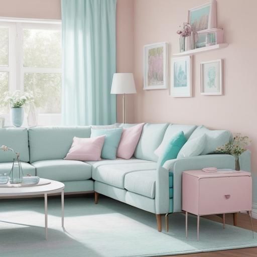 Pastel Color Palette Living Room Scene