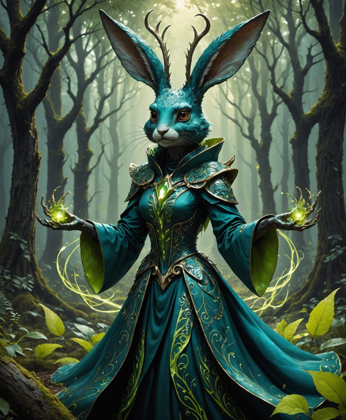 A Charming Monster with Oversized Rabbit Ears Wearing a Tail...