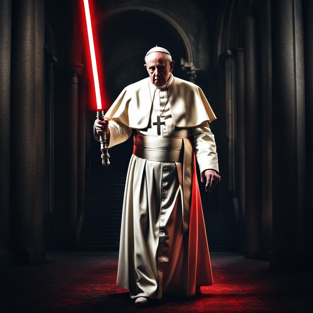 Dark Jedi Pope with Cross Lightsaber