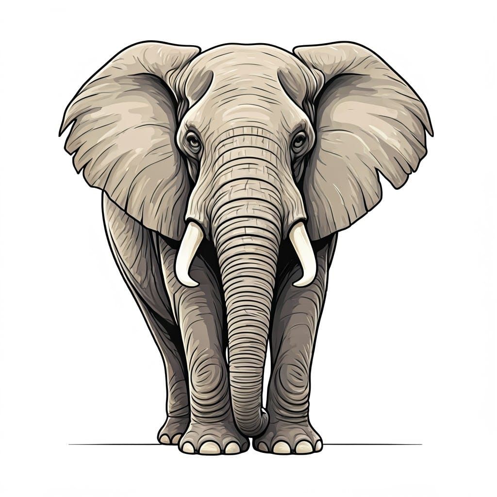 Elegant Single Line Drawing of an Elephant