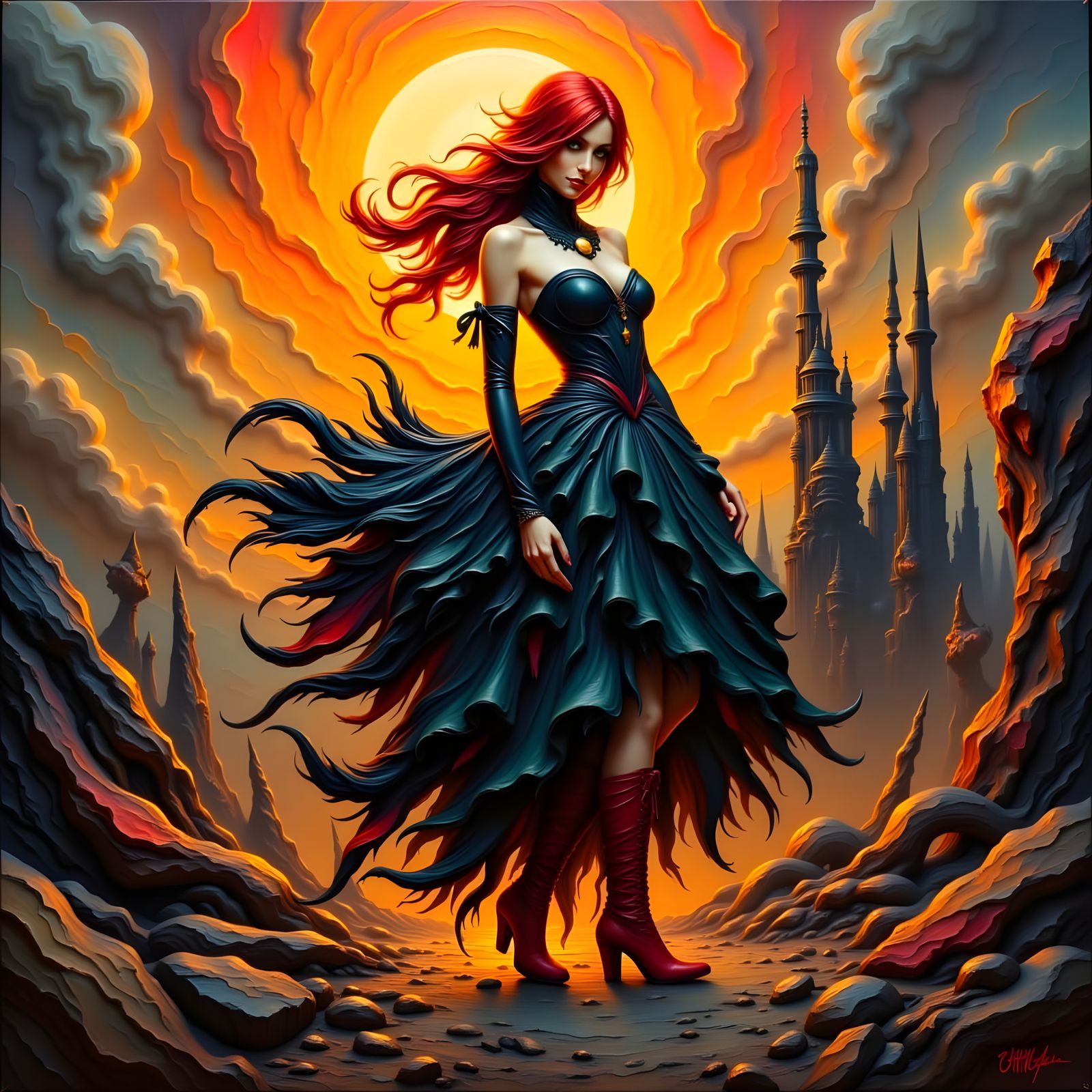 Ethereal Victorian Dystopian in Neo-Impressionist Style