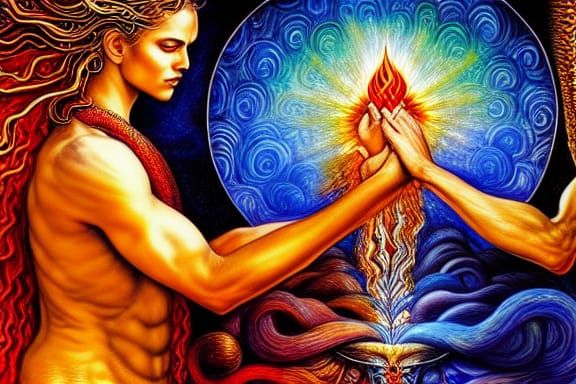 Fire God and Water Goddess in Surreal Creation