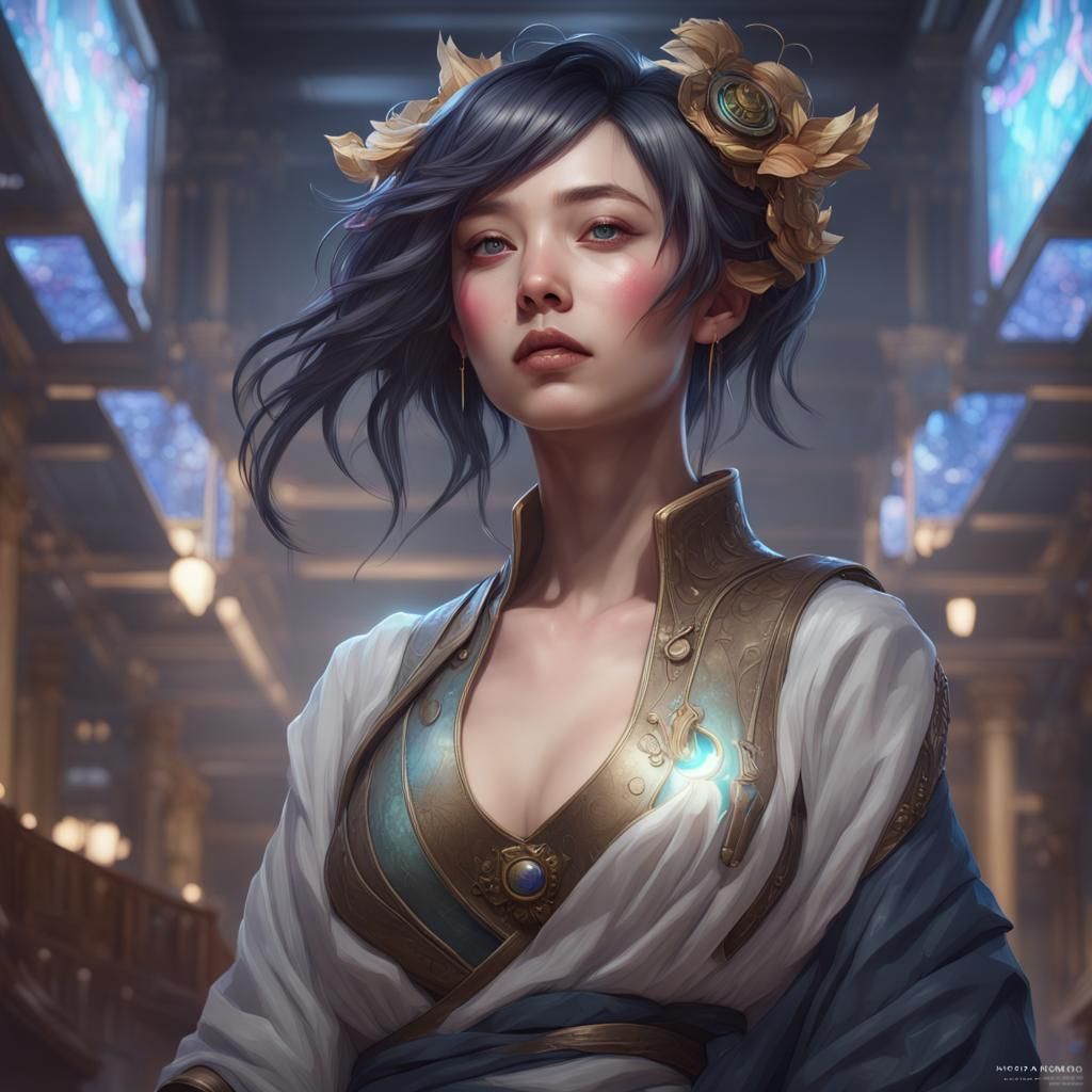 Yin Yang Galaxy Portrait, Hyperdetailed Digital Art