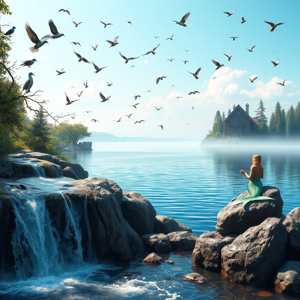 Surreal Mermaid Lakeside in Stunning 3D