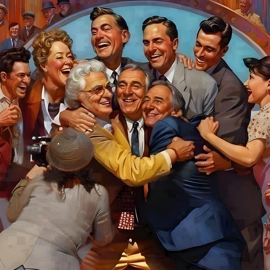 Gameshow Winners Celebrate in Photorealistic Style