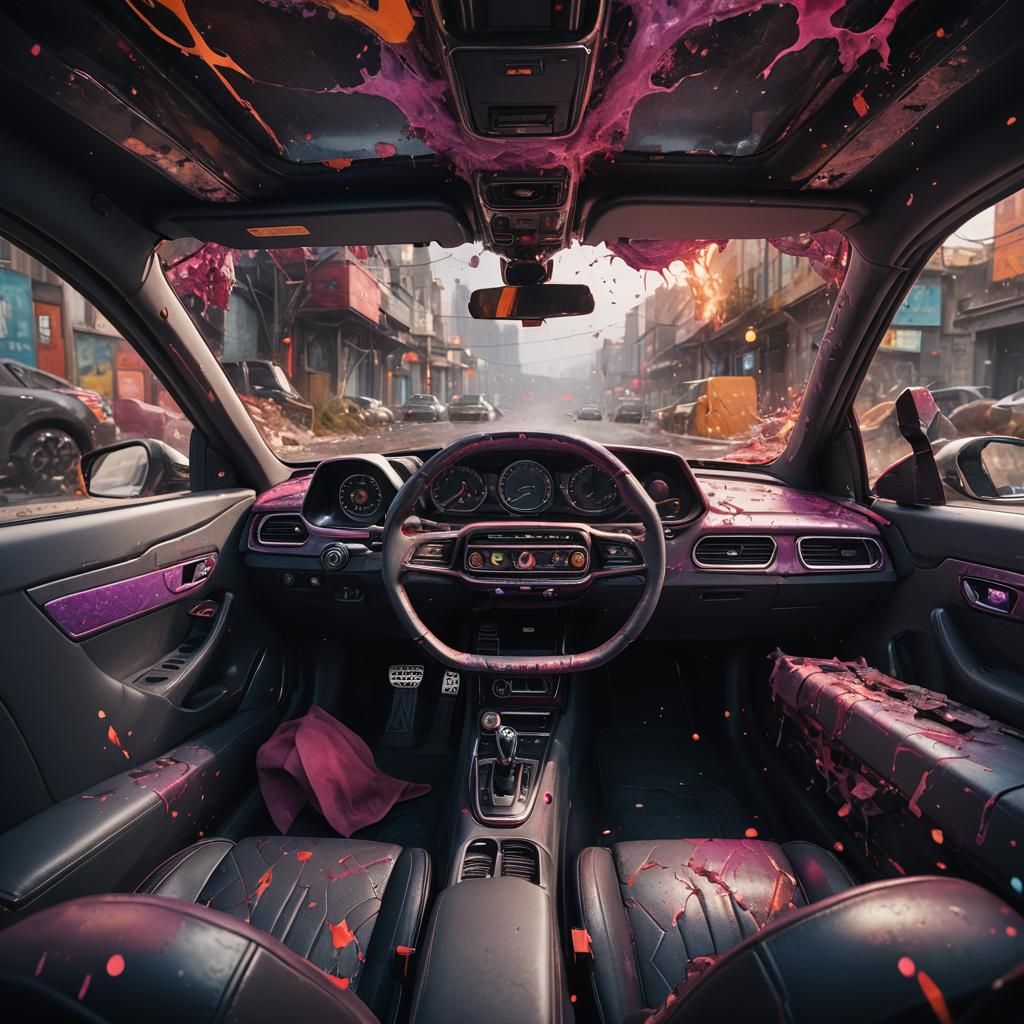 Modern Car Interior: Detailed Matte Painting