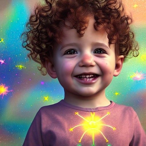 Dancing Toddler: Cosmic Steampunk Astral Illustration
