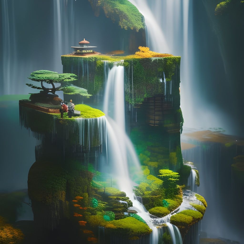 Waterfall in a Bottle: Hyperdetailed Poster Art