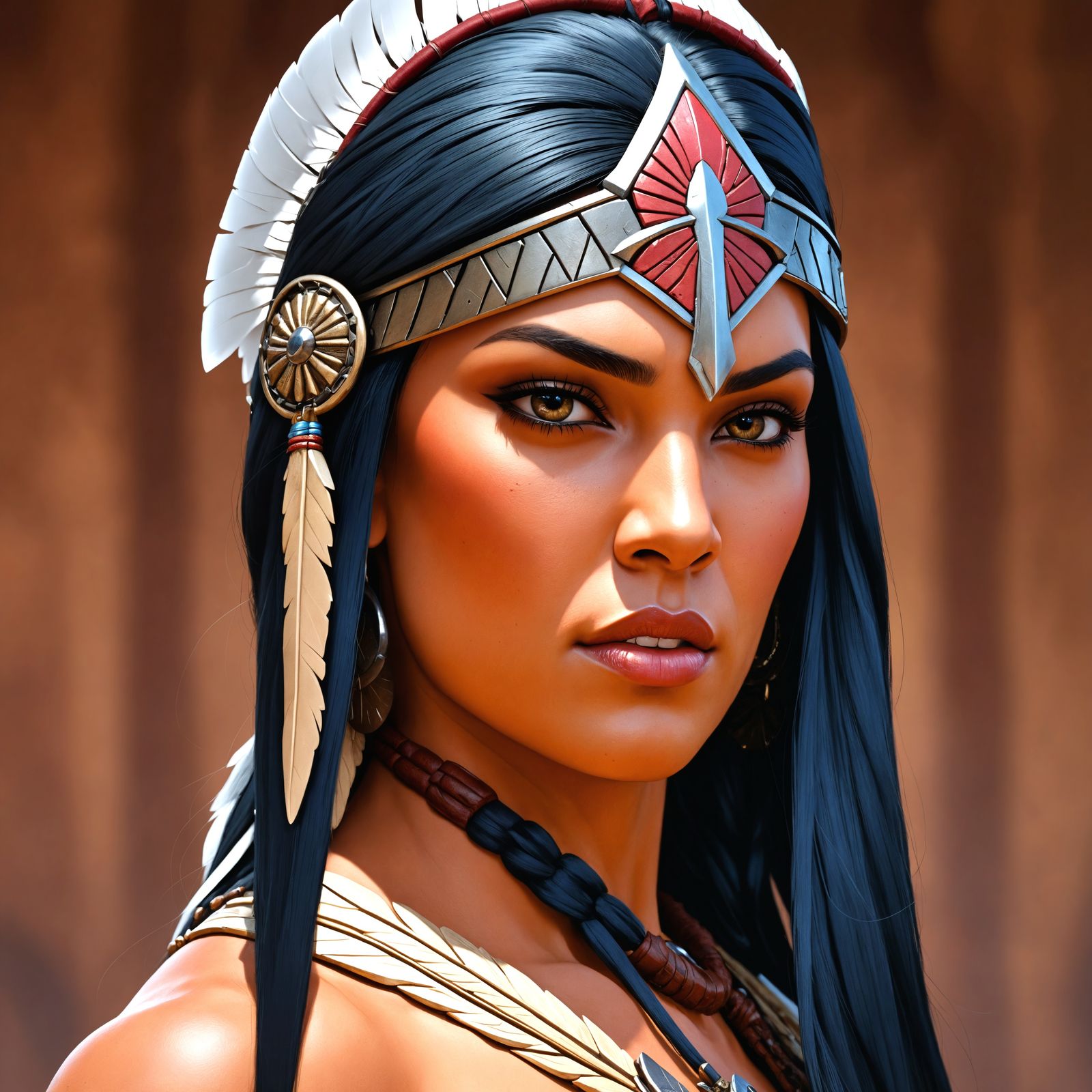 Evil Disney Warrior Princess Portrait in Matte Painting Styl...