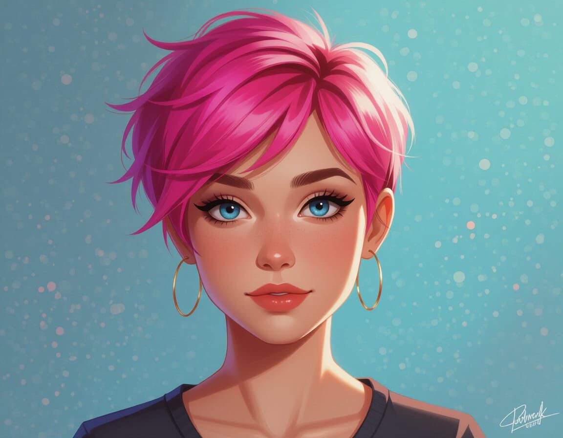 Young Woman Portrait with Strawberry Blonde Pixie Cut