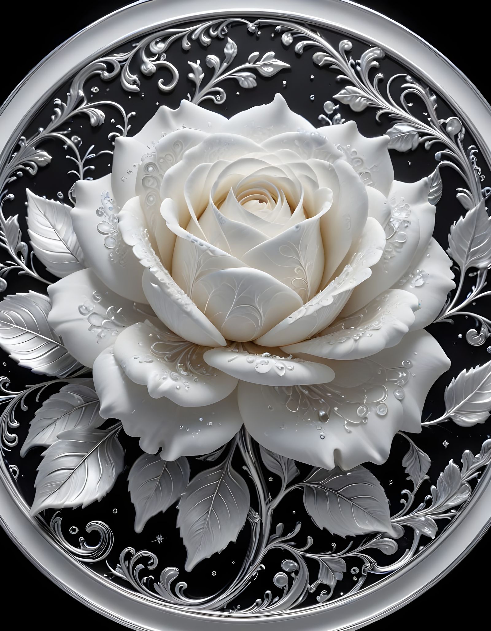 Monochrome Satin Rose