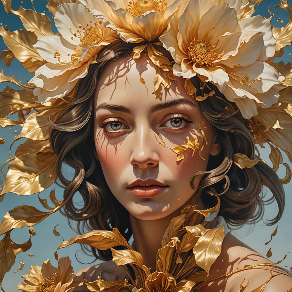 Surreal Blooming Woman in Flower, Surrealist Art