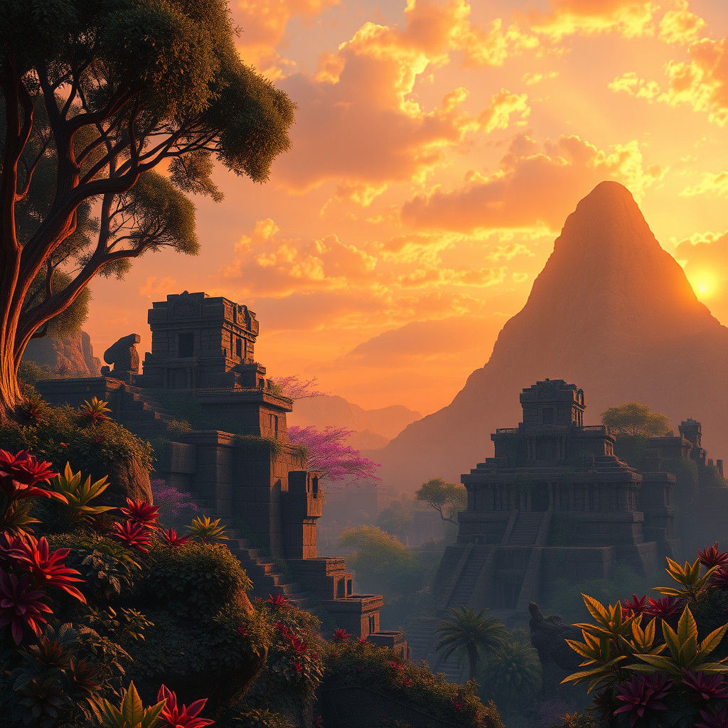 Mystical Peru-Inspired Landscape in Fantasy Art Style