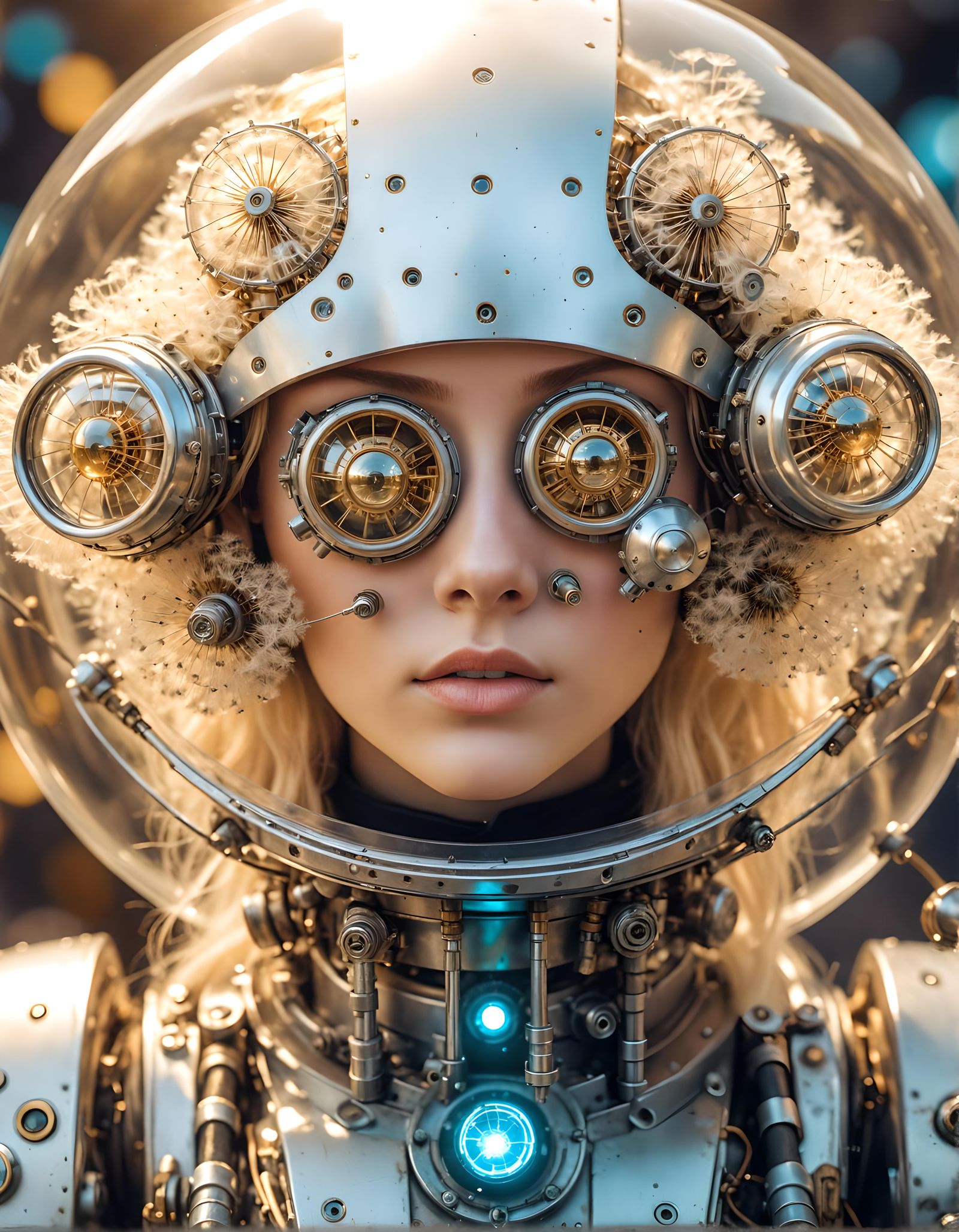 Steampunk Dandelion Astronaut in Astral Style