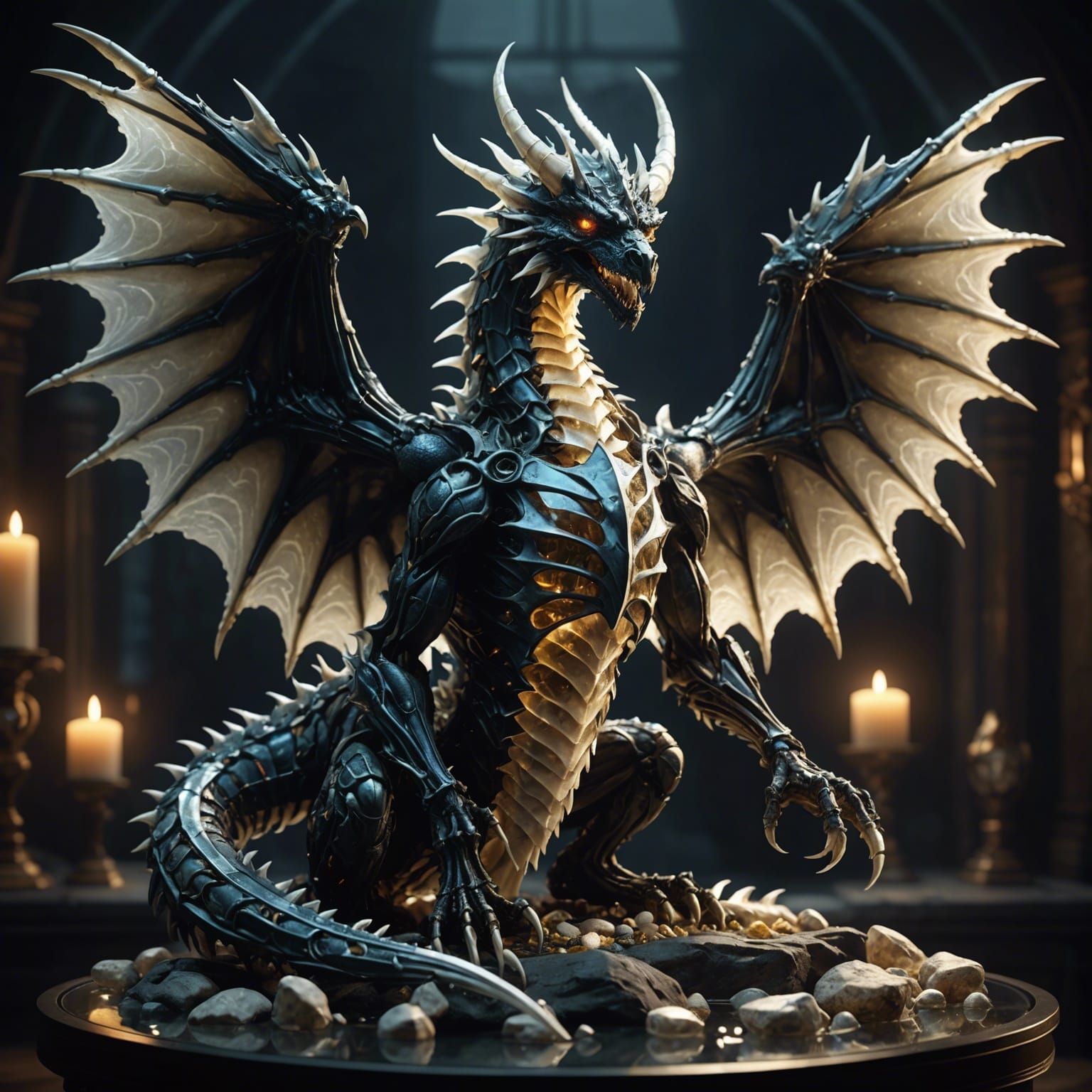 Glass and Bone Dragon God: Dark Fantasy Art