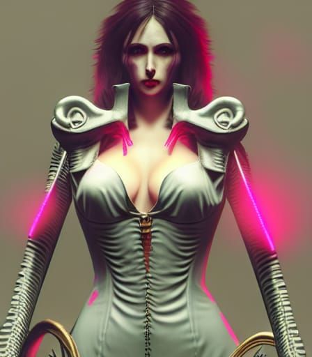 Gothic Cyberpunk Portrait of Woman as Game Character