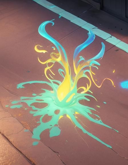 Graffiti Art: Yellow Octopus Splash Painting