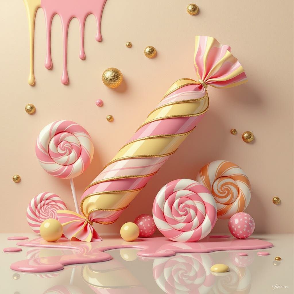 Candy Swirls in Pollock-Style 4D Animation