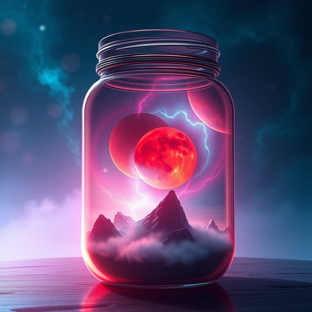 Glowing Cosmic Visions in a Majestic Mason Jar