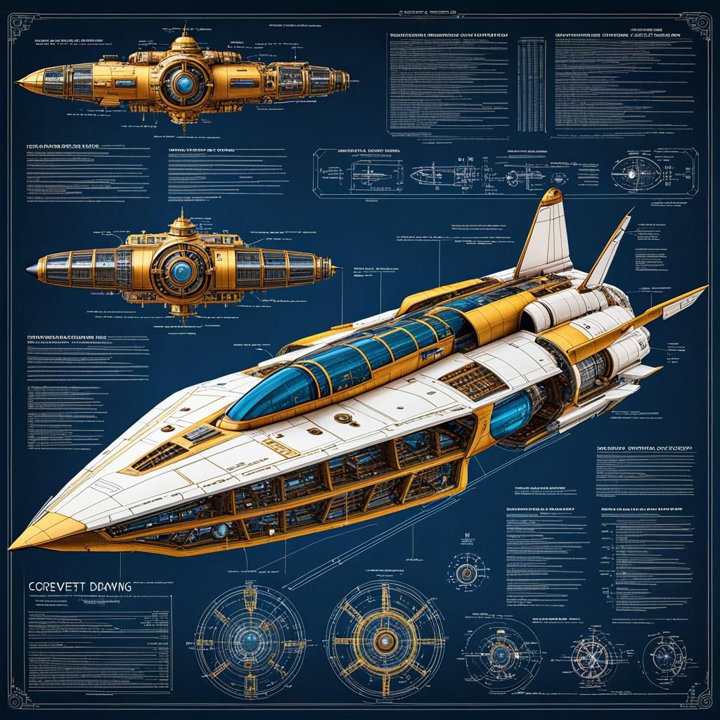 Spaceship Blueprint: Graceful Attack Corvette Schematic