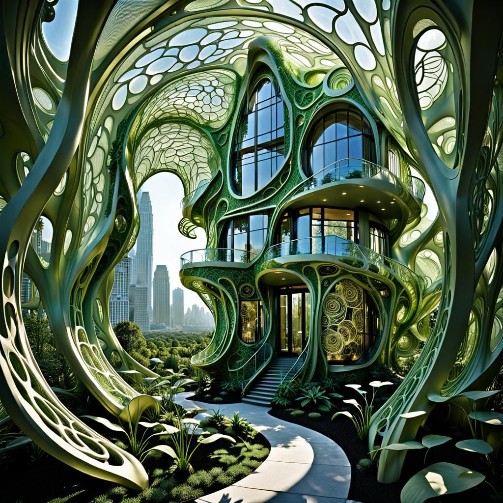 Futuristic Garden Eco-Home with Fractal Details