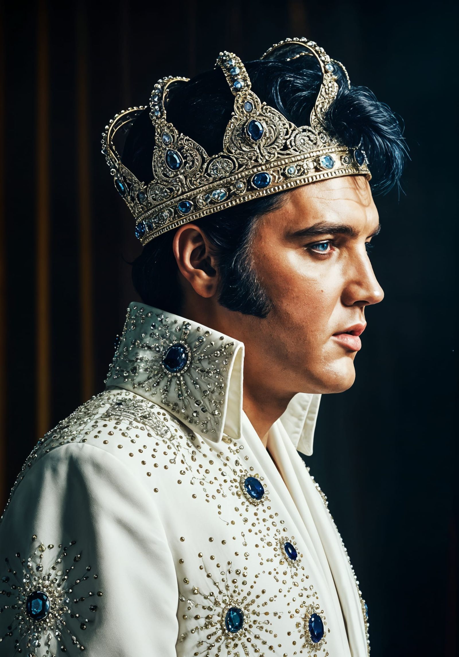 Elvis in Crown with Tiffany & Fabergé Jewels