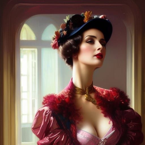 Beautiful mature burlesque woman in  miniskirt, flirting,  f...