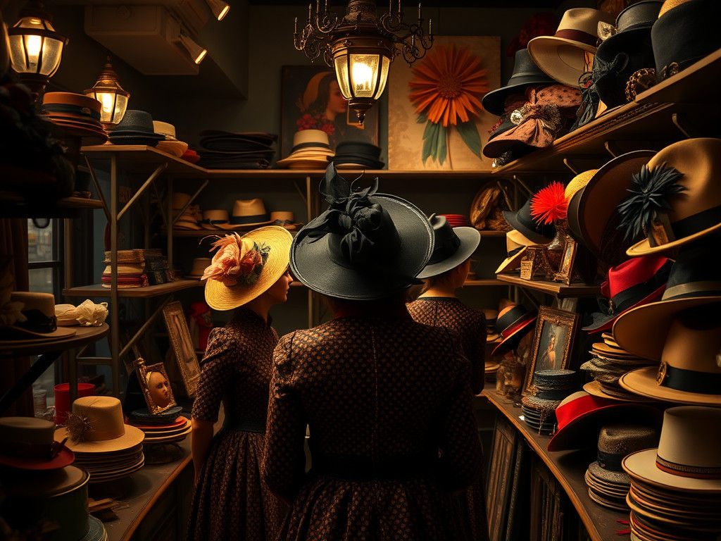 Noble Ladies in a Mysterious Hat Shop