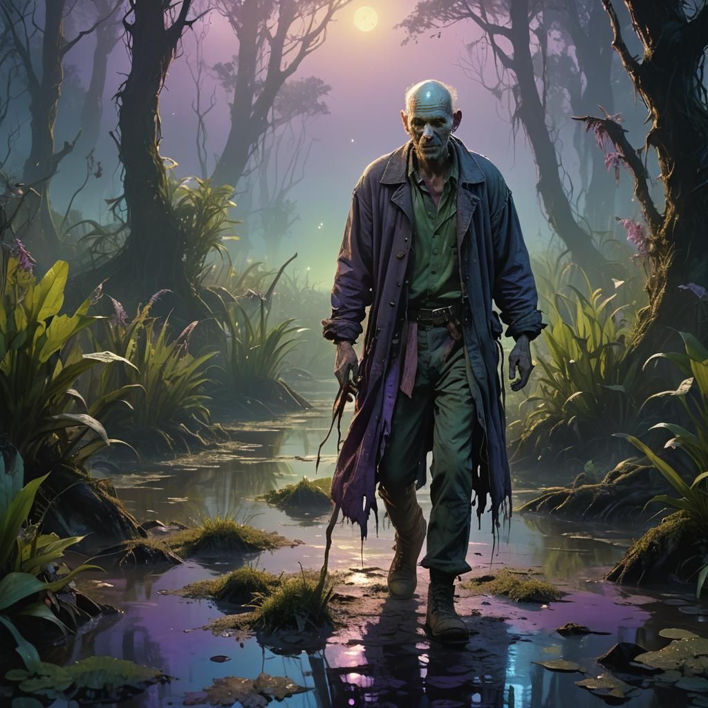 Mystical Swamp Walker in Hyperrealistic Digital Art