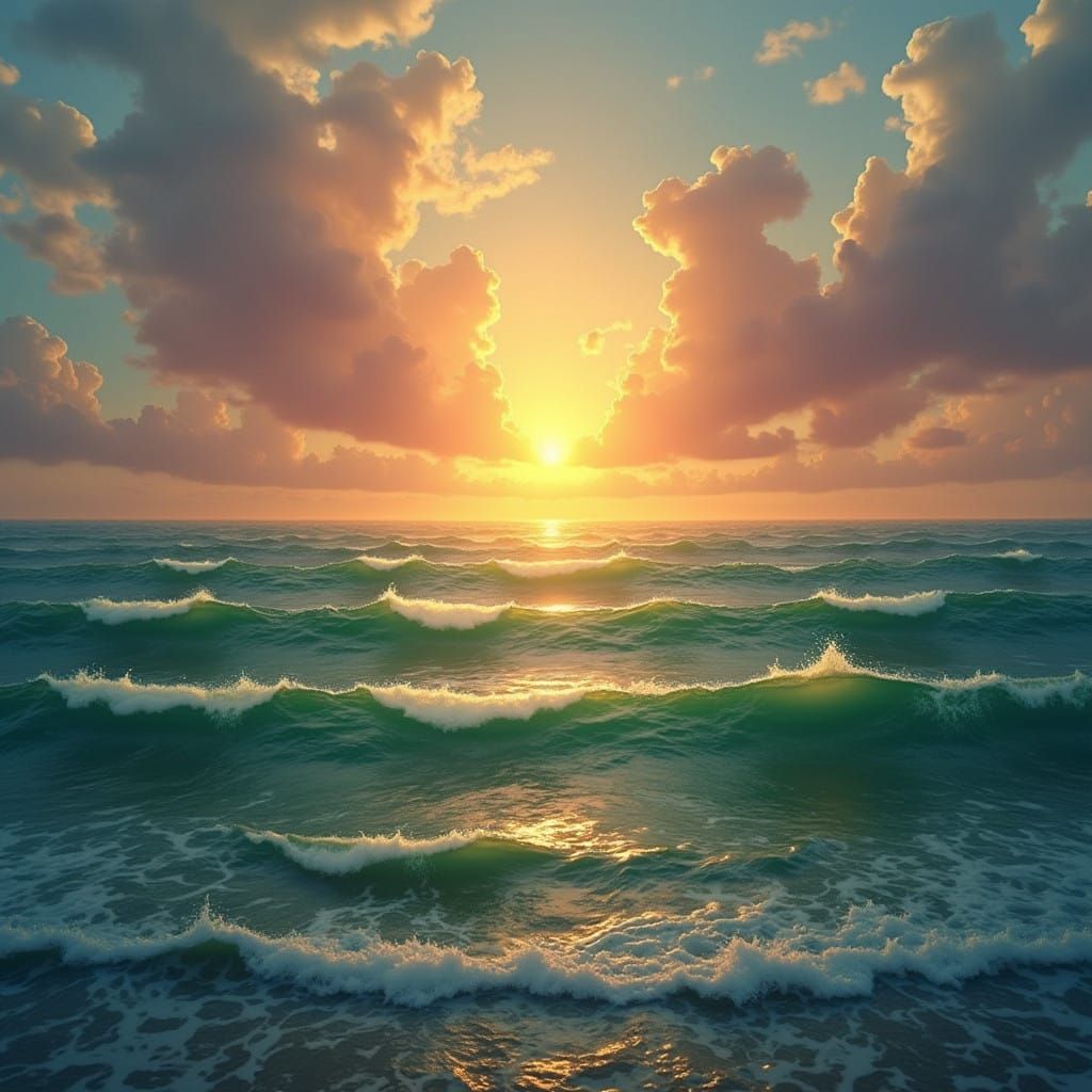 Surreal Seascape Captures Sunset's Golden Hour