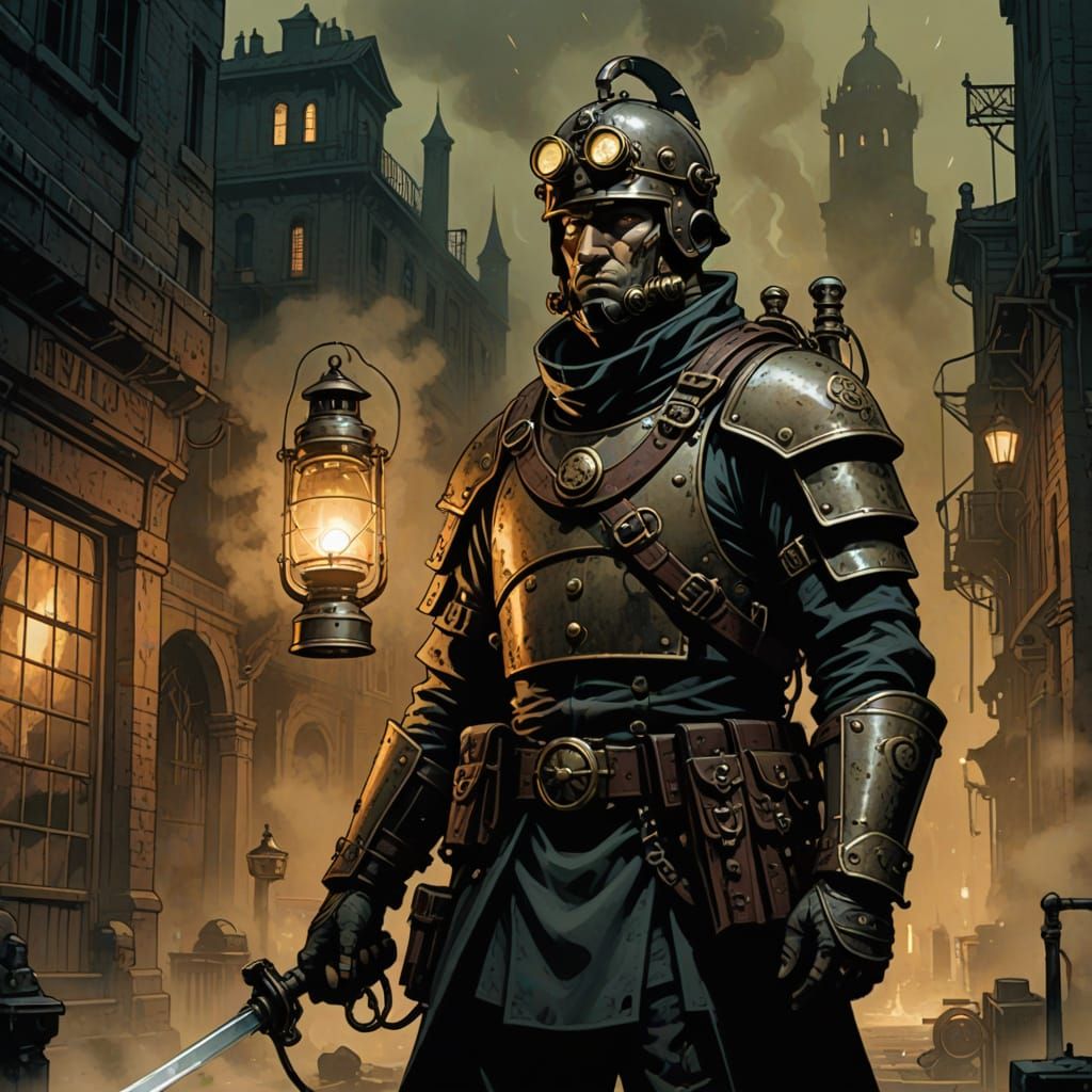 Steampunk Roman Legionnaire in Dark Fantasy Comic Art