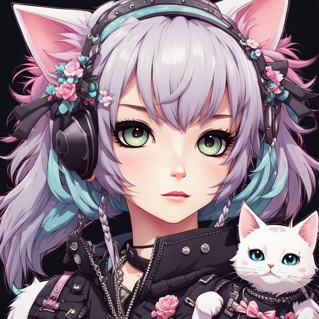 Intricate Kawaii Punk Cat-Girl in 4K Resolution