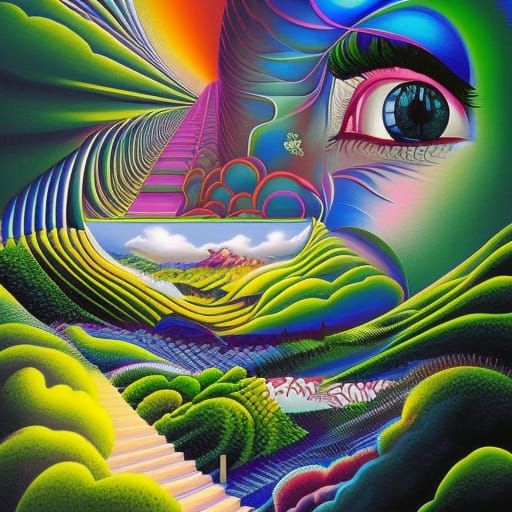 Victorian Village Optical Illusion, Digital Art