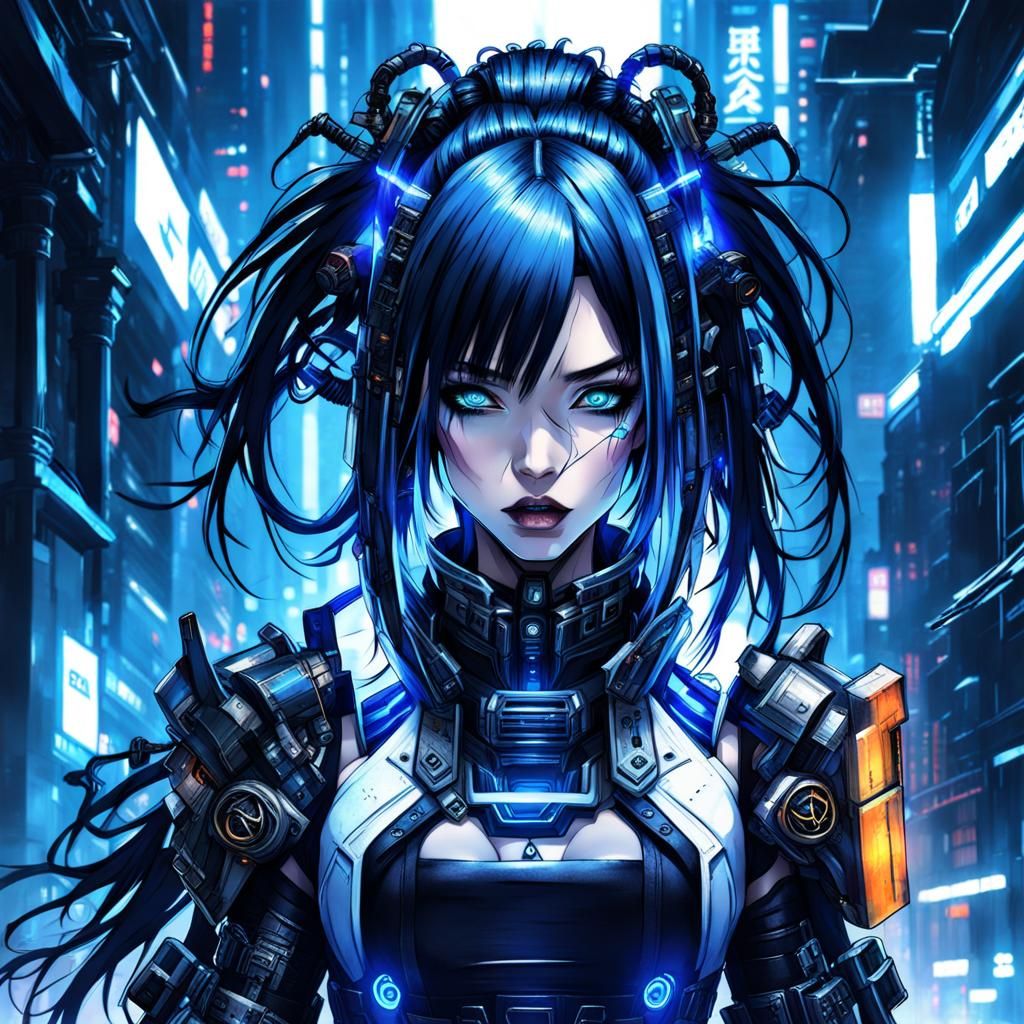 Futuristic Cybergoth Woman in Cyberpunk Style