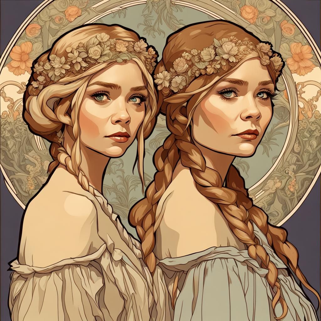 Olsen twins, Mucha style
