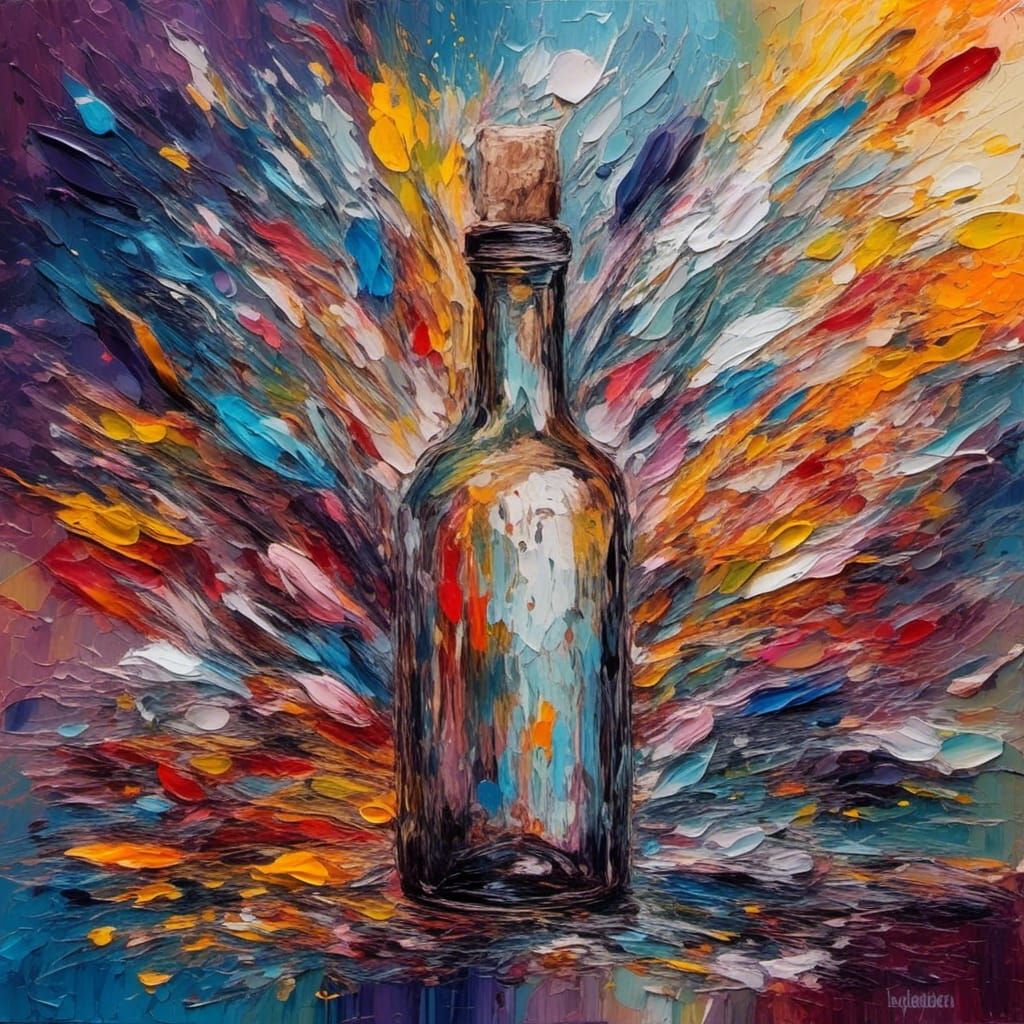 Time in a Bottle: Neo-Impressionist Expressionist Oil Painti...