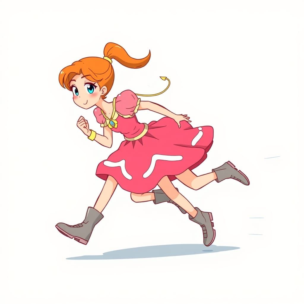 Cartoon Woman with Super Speed in Manga Style