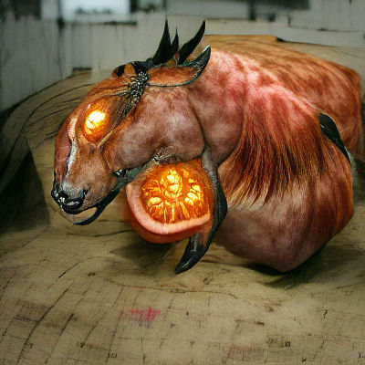 Demon Pumpkin Horse: A Surreal Halloween Creation
