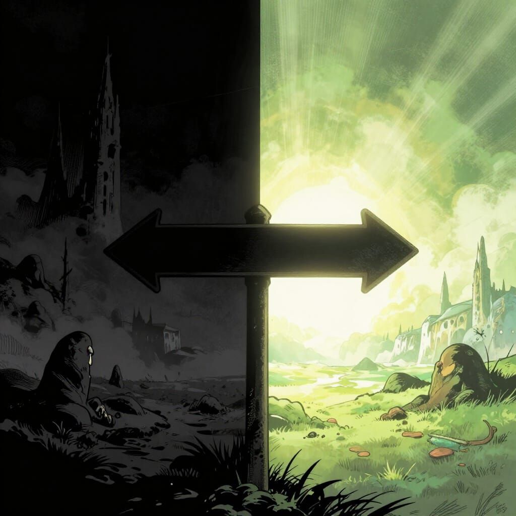 Split Image: Signpost to Light and Dark Realms