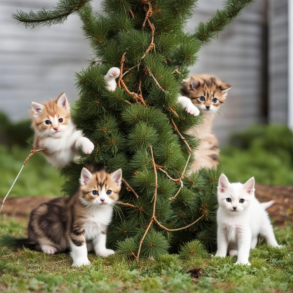 Puppies and Kittens' Christmas Tree Trimming Contest