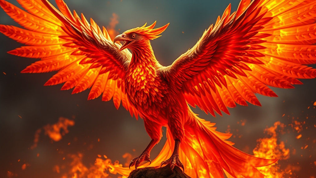 Lava Phoenix Reborn in Fire: Photorealistic Masterpiece
