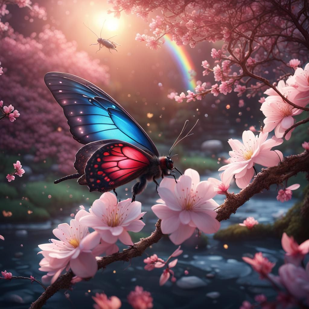 Magical Bug Evolution into Rainbow Butterfly