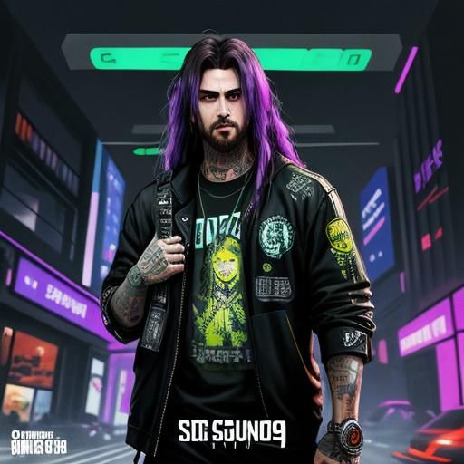 Cyberpunk Album Cover with Guns and Neon