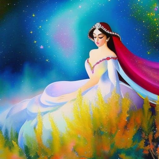 Sleeping Beauty in Gouache Watercolor Style