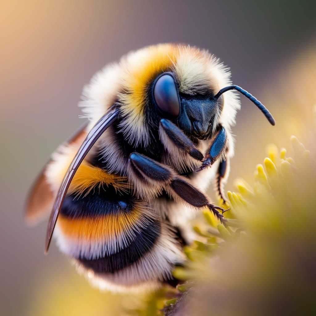Sleepy Bumblebee Rubs Eyes in Soft Light