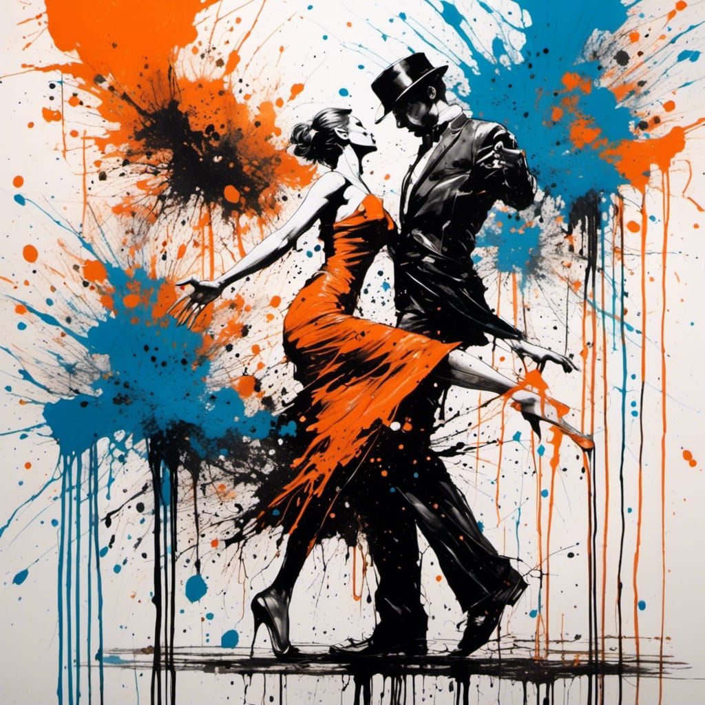 Tango Dance in Graphic Novel Ink Art Style