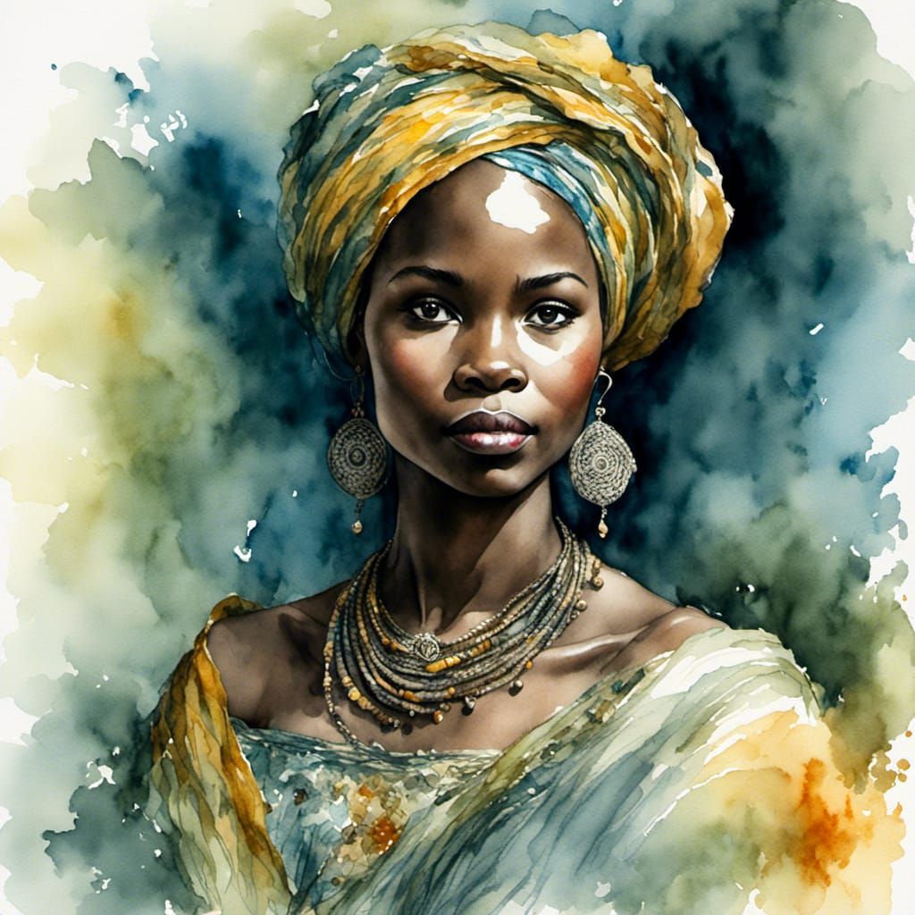 Portrait of an African woman, evoking a mix of innocence and cunning